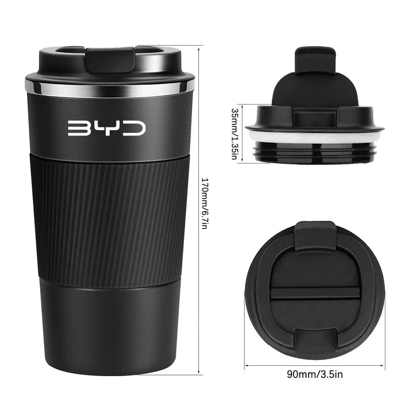 510ml Stainless Steel Coffee Cup Thermal Mug For BYD Dolphin Qin Song Plus Tang Han Seagull SEAL SHARK Travel Cup Accessories