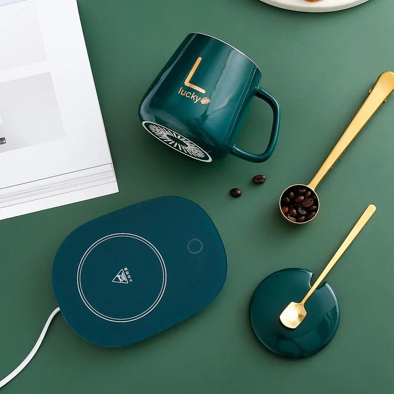400ml Smart Ceramic Cup Coaster Warmer Thermostatic Coffee Heating Electric Mug Set Milk Tea Heating Water Coffee Tool
