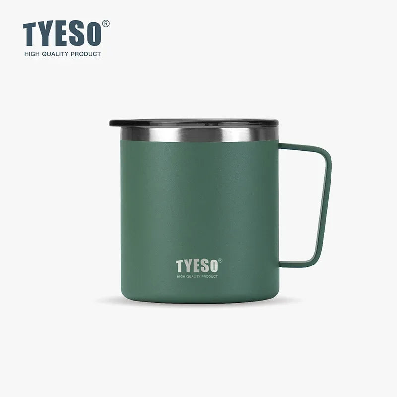 Tyeso 400ML Stylish Office Coffee Mug 304 Stainless Steel Visual Lid Minimalist Design with Handle Unisex Mug for Daily Gift