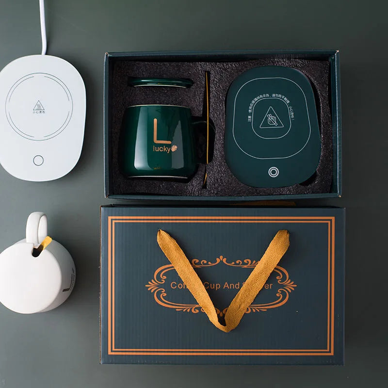 400ml Smart Ceramic Cup Coaster Warmer Thermostatic Coffee Heating Electric Mug Set Milk Tea Heating Water Coffee Tool