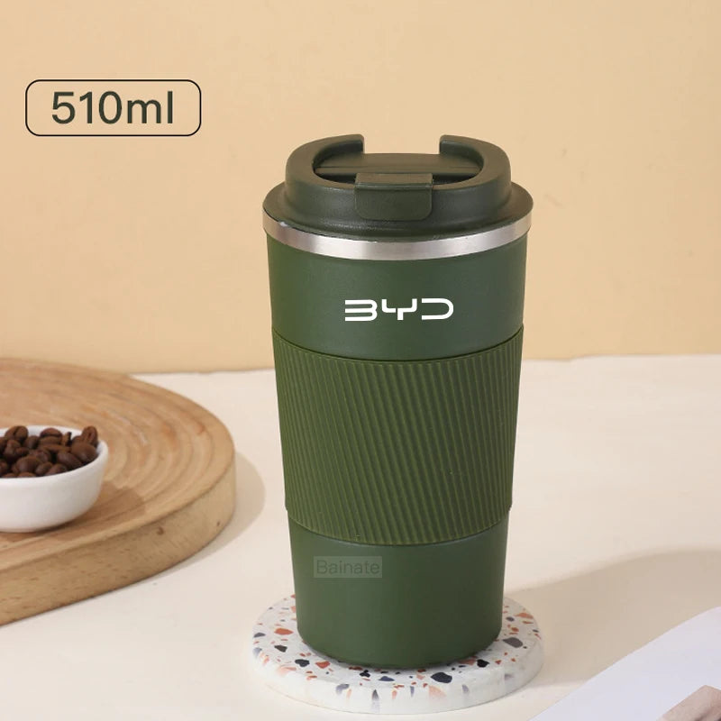 510ml Stainless Steel Coffee Cup Thermal Mug For BYD Dolphin Qin Song Plus Tang Han Seagull SEAL SHARK Travel Cup Accessories
