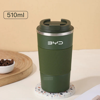 510ml Stainless Steel Coffee Cup Thermal Mug For BYD Dolphin Qin Song Plus Tang Han Seagull SEAL SHARK Travel Cup Accessories
