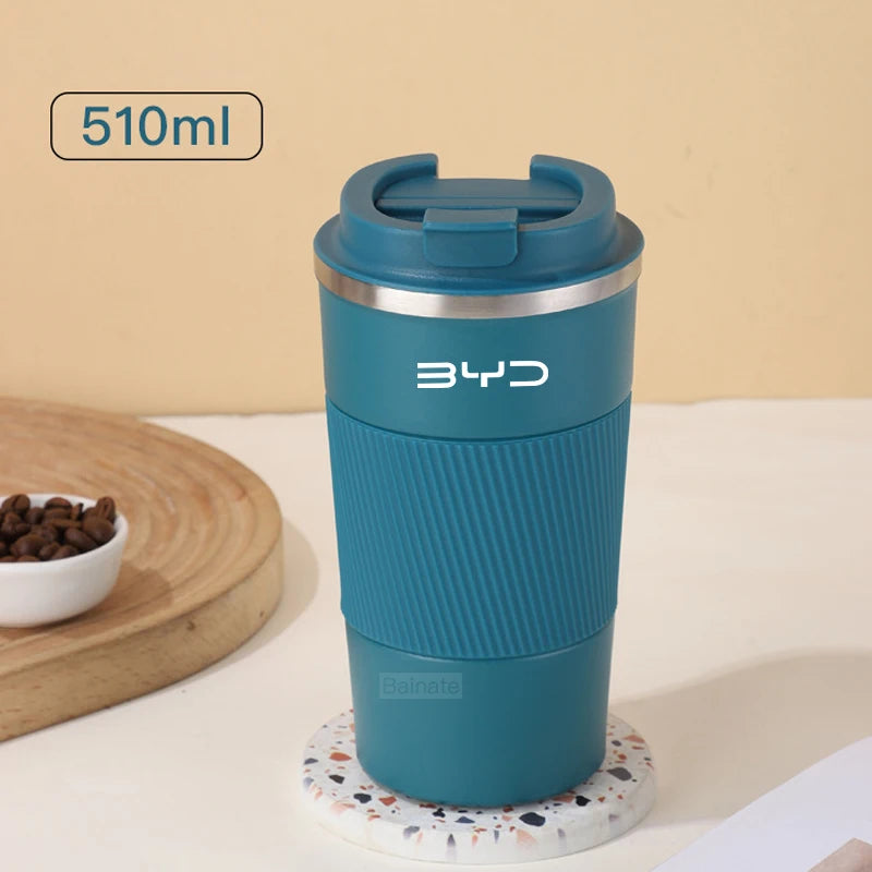 510ml Stainless Steel Coffee Cup Thermal Mug For BYD Dolphin Qin Song Plus Tang Han Seagull SEAL SHARK Travel Cup Accessories
