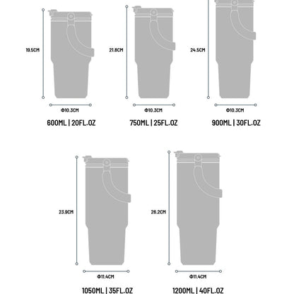 Tyeso Large-Capacity Vacuum Flasks Handle Vacuum Cup Dual-Drink Coffee Mug Stainless Steel Ice Cup Car Bottle Hot Cold Retention