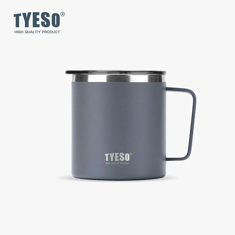 Tyeso 400ML Stylish Office Coffee Mug 304 Stainless Steel Visual Lid Minimalist Design with Handle Unisex Mug for Daily Gift