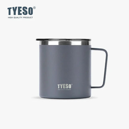Tyeso 400ML Stylish Office Coffee Mug 304 Stainless Steel Visual Lid Minimalist Design with Handle Unisex Mug for Daily Gift