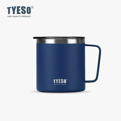 Tyeso 400ML Stylish Office Coffee Mug 304 Stainless Steel Visual Lid Minimalist Design with Handle Unisex Mug for Daily Gift
