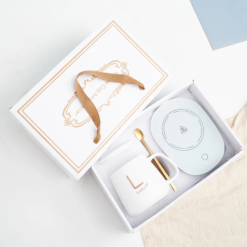 400ml Smart Ceramic Cup Coaster Warmer Thermostatic Coffee Heating Electric Mug Set Milk Tea Heating Water Coffee Tool