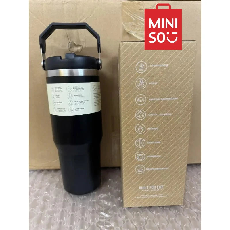 30 oz Stanley  Cup with Straw and Stainless Steel Sports Water Bottle Hot and Cold Drinks