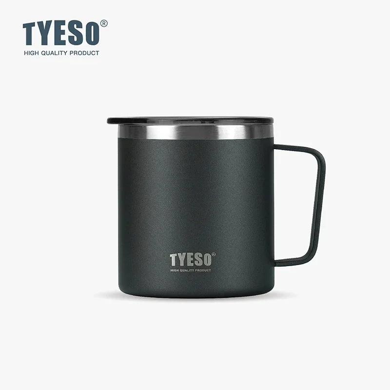 Tyeso 400ML Stylish Office Coffee Mug 304 Stainless Steel Visual Lid Minimalist Design with Handle Unisex Mug for Daily Gift
