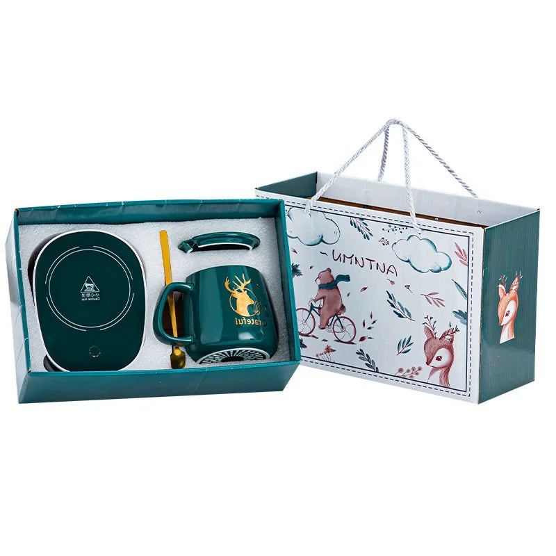 400ml Smart Ceramic Cup Coaster Warmer Thermostatic Coffee Heating Electric Mug Set Milk Tea Heating Water Coffee Tool