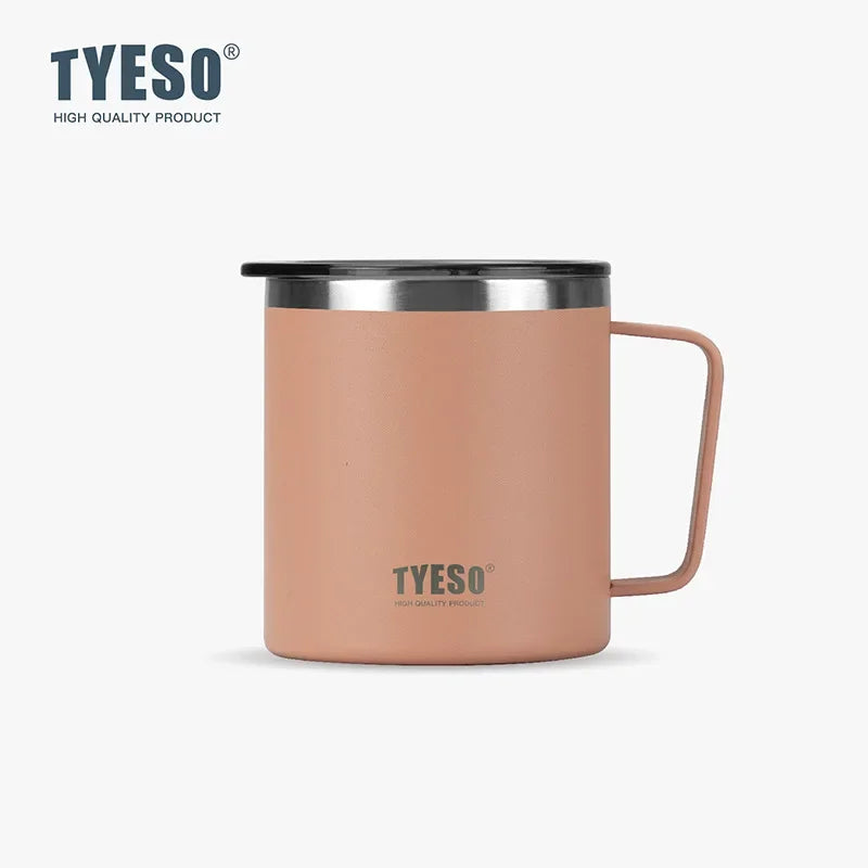 Tyeso 400ML Stylish Office Coffee Mug 304 Stainless Steel Visual Lid Minimalist Design with Handle Unisex Mug for Daily Gift
