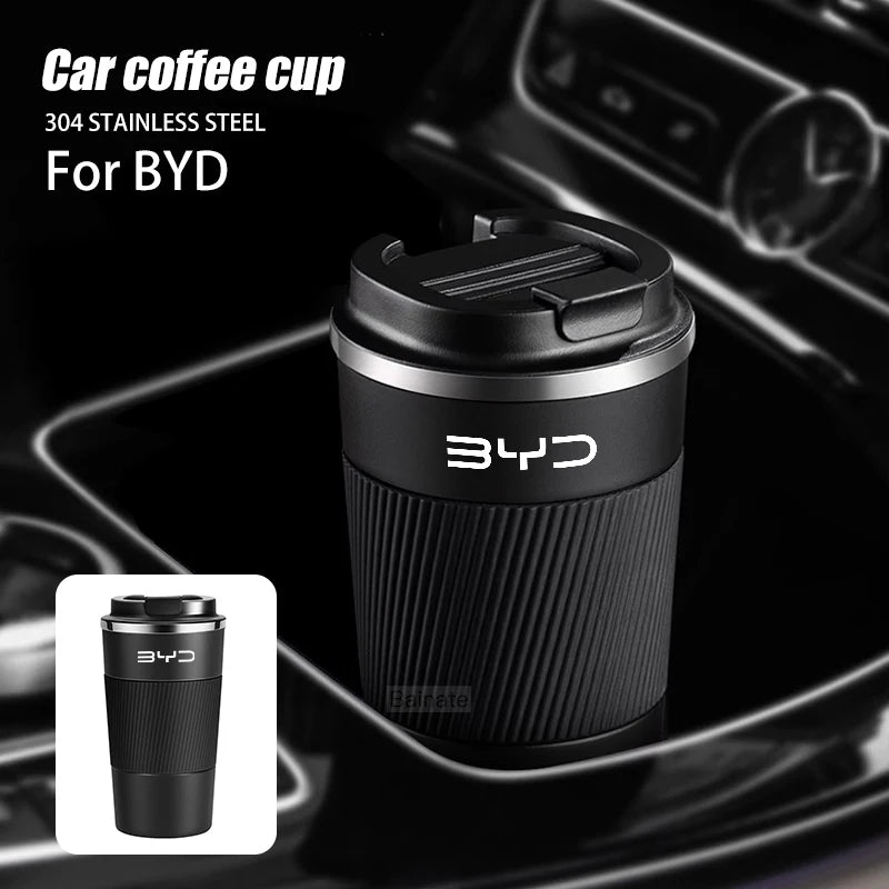 510ml Stainless Steel Coffee Cup Thermal Mug For BYD Dolphin Qin Song Plus Tang Han Seagull SEAL SHARK Travel Cup Accessories