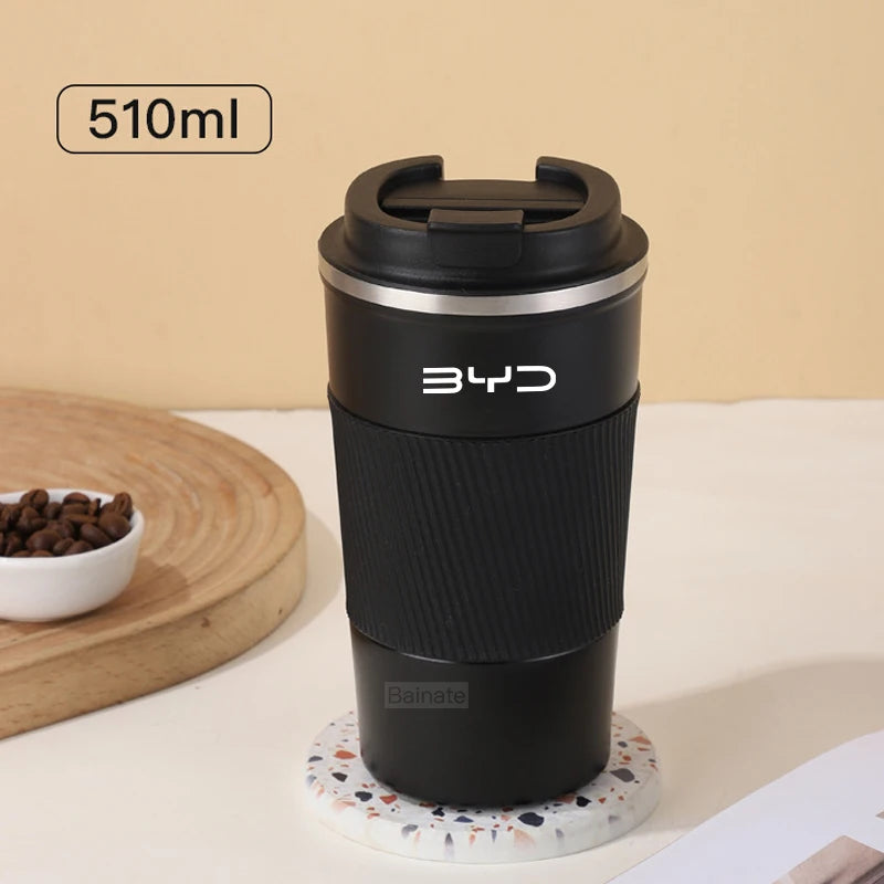 510ml Stainless Steel Coffee Cup Thermal Mug For BYD Dolphin Qin Song Plus Tang Han Seagull SEAL SHARK Travel Cup Accessories