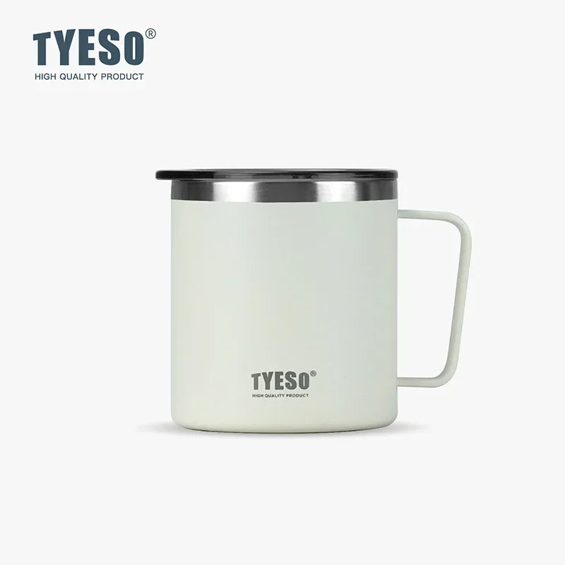 Tyeso 400ML Stylish Office Coffee Mug 304 Stainless Steel Visual Lid Minimalist Design with Handle Unisex Mug for Daily Gift