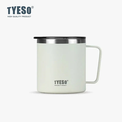 Tyeso 400ML Stylish Office Coffee Mug 304 Stainless Steel Visual Lid Minimalist Design with Handle Unisex Mug for Daily Gift