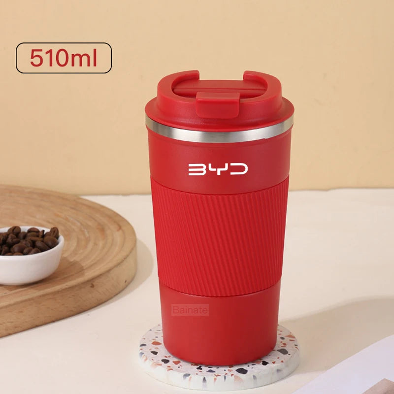 510ml Stainless Steel Coffee Cup Thermal Mug For BYD Dolphin Qin Song Plus Tang Han Seagull SEAL SHARK Travel Cup Accessories